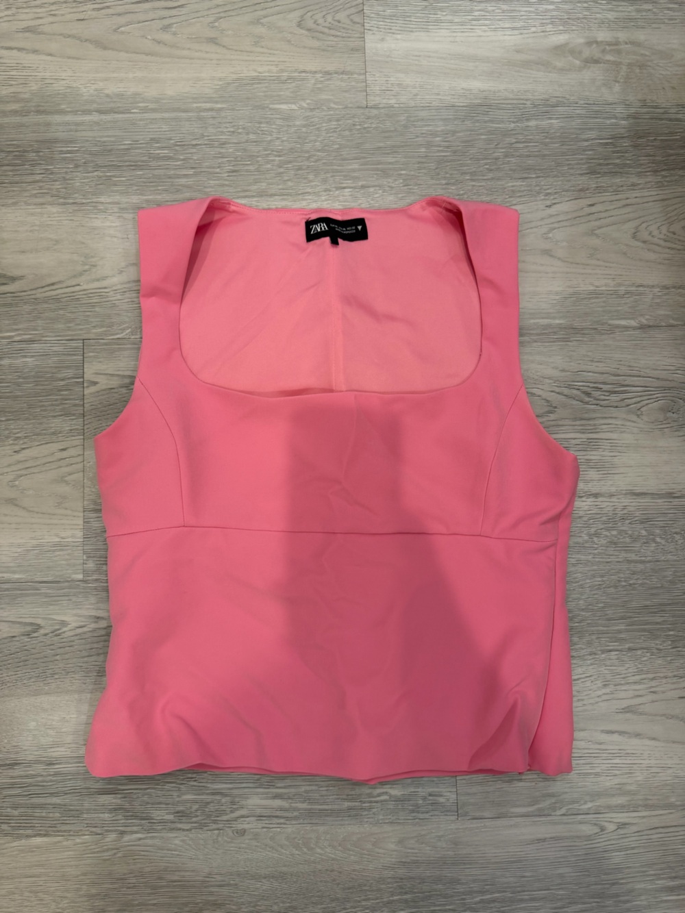 Zara Bright Pink Square-Neck Sleeveless Blouse